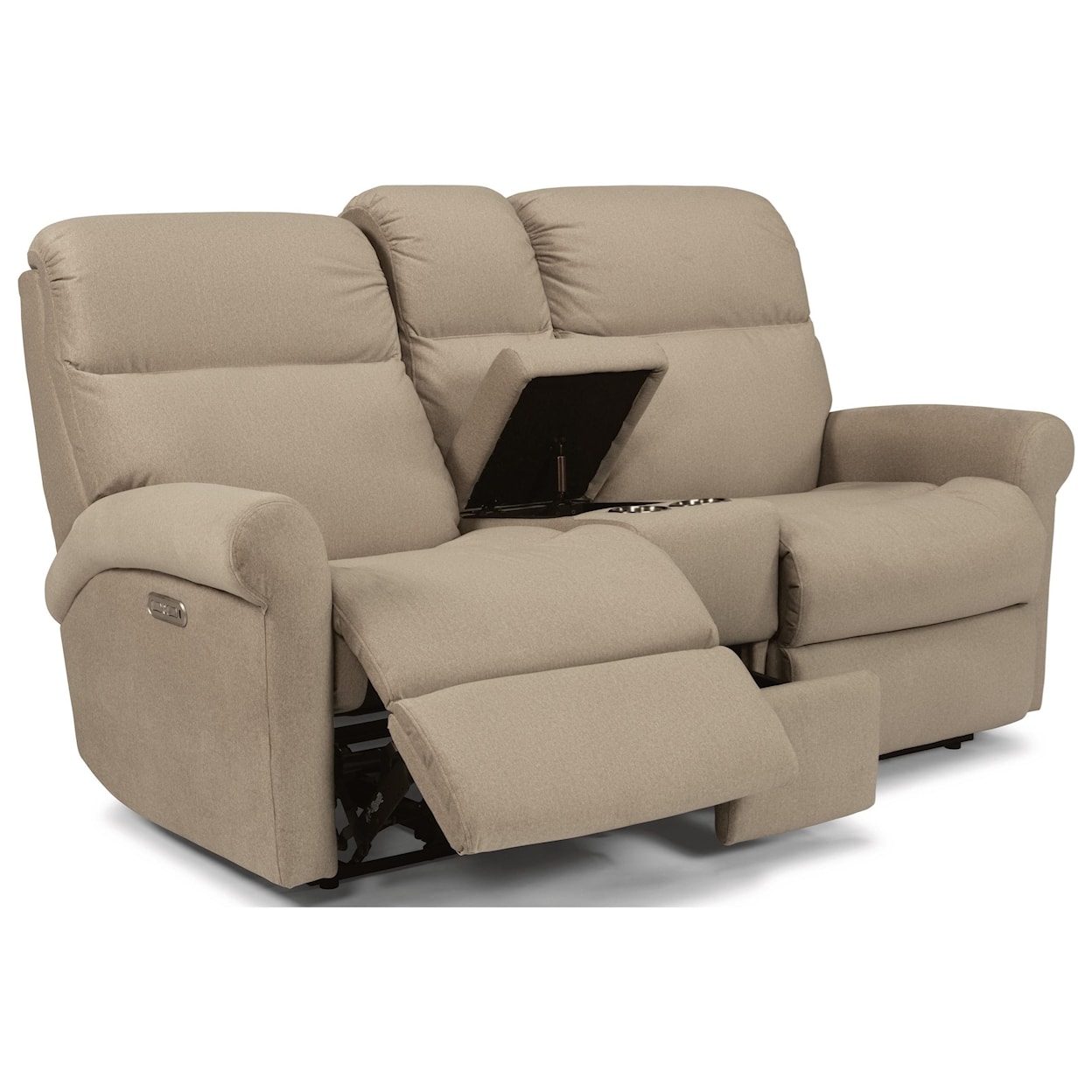 Flexsteel Davis Pwr Reclining Loveseat w/ Console & Pwr Head