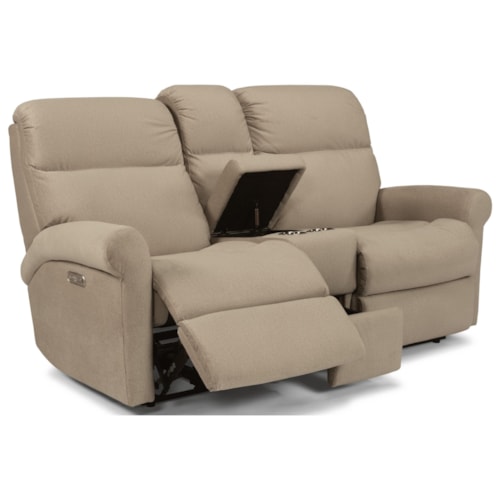 Casual Power Reclining Loveseat with Cupholder Storage Console and USB Charging Ports