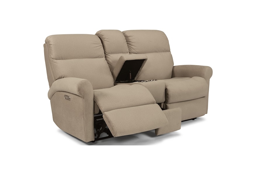 Flexsteel Davis 2902-601H Casual Power Reclining Loveseat with Cupholder  Storage Console and Power Headrests, Furniture and ApplianceMart