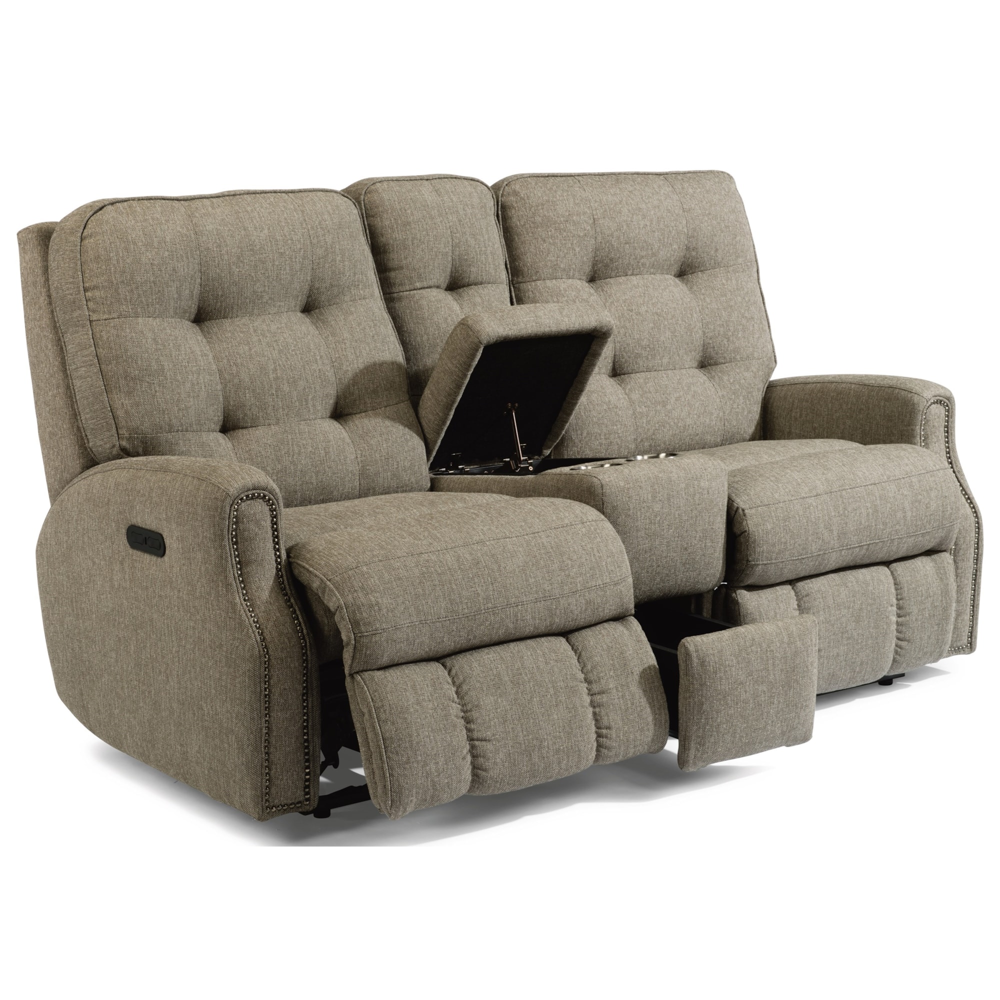 Flexsteel Devon 2881601 Button Tufted Reclining Loveseat with Console