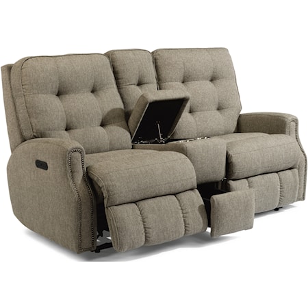 Button Tufted Power Reclining Loveseat with Power Headrest and USB Port