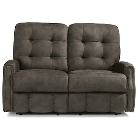 Button Tufted Power Reclining Loveseat with Nailhead Trim