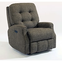 Transitional Button Tufted Power Recliner with Power Adjustable Headrest and USB Port