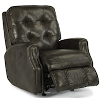 Transitional Button Tufted Power Motion Recliner with Nailheads