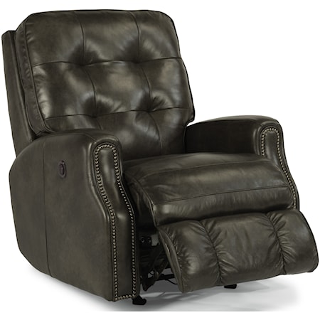 Transitional Button Tufted Power Motion Recliner with Nailheads