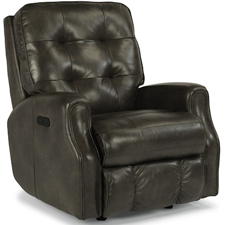 Transitional Button Tufted Power Rocker Recliner with Power Adjustable Headrest and USB Port