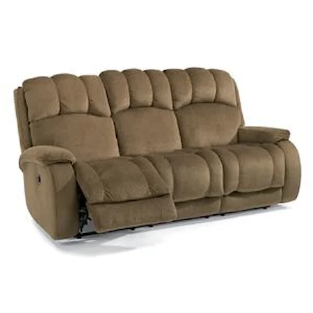 Casual Power Reclining Sofa with Plush Padded Arms and Headrest