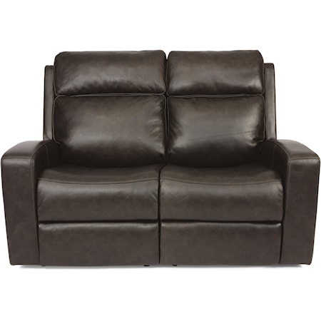 Contemporary Power Reclining Loveseat with Power Headrest and USB Ports