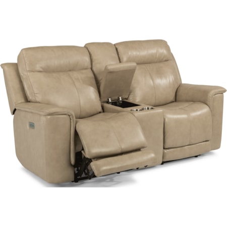 Power Reclining Loveseat with Power Headrests and Adjustable Lumbar