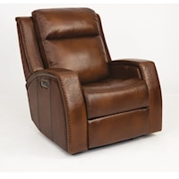 Rustic Leather Power Glider Recliner with Southwest Inspiration and Power Headrest