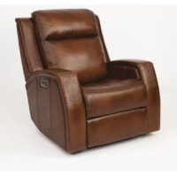 Rustic Leather Power Glider Recliner with Southwest Inspiration and Power Headrest