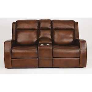 Flexsteel Latitudes - Mustang Power Reclining Console Loveseat &amp; Pwr Head