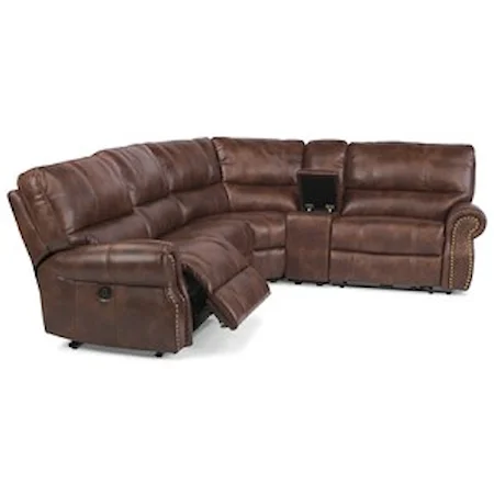 Traditional L-Shaped 5-Piece Sectional with Storage Console and USB Ports
