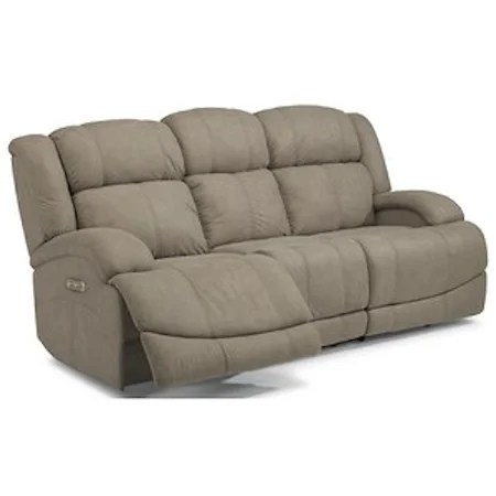 Casual Power Reclining Sofa with Power Headrests and USB Ports