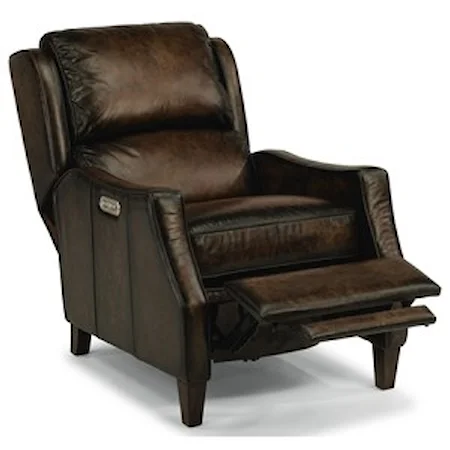 Transitional Power Leather High-Leg Recliner with Power Headrest and USB Port