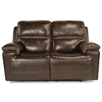  Power Reclining Leather Loveseat with Power Tilt Headrest and USB Port