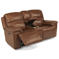 Power Reclining Loveseat with Power Tilt Headrest and Cupholder Console