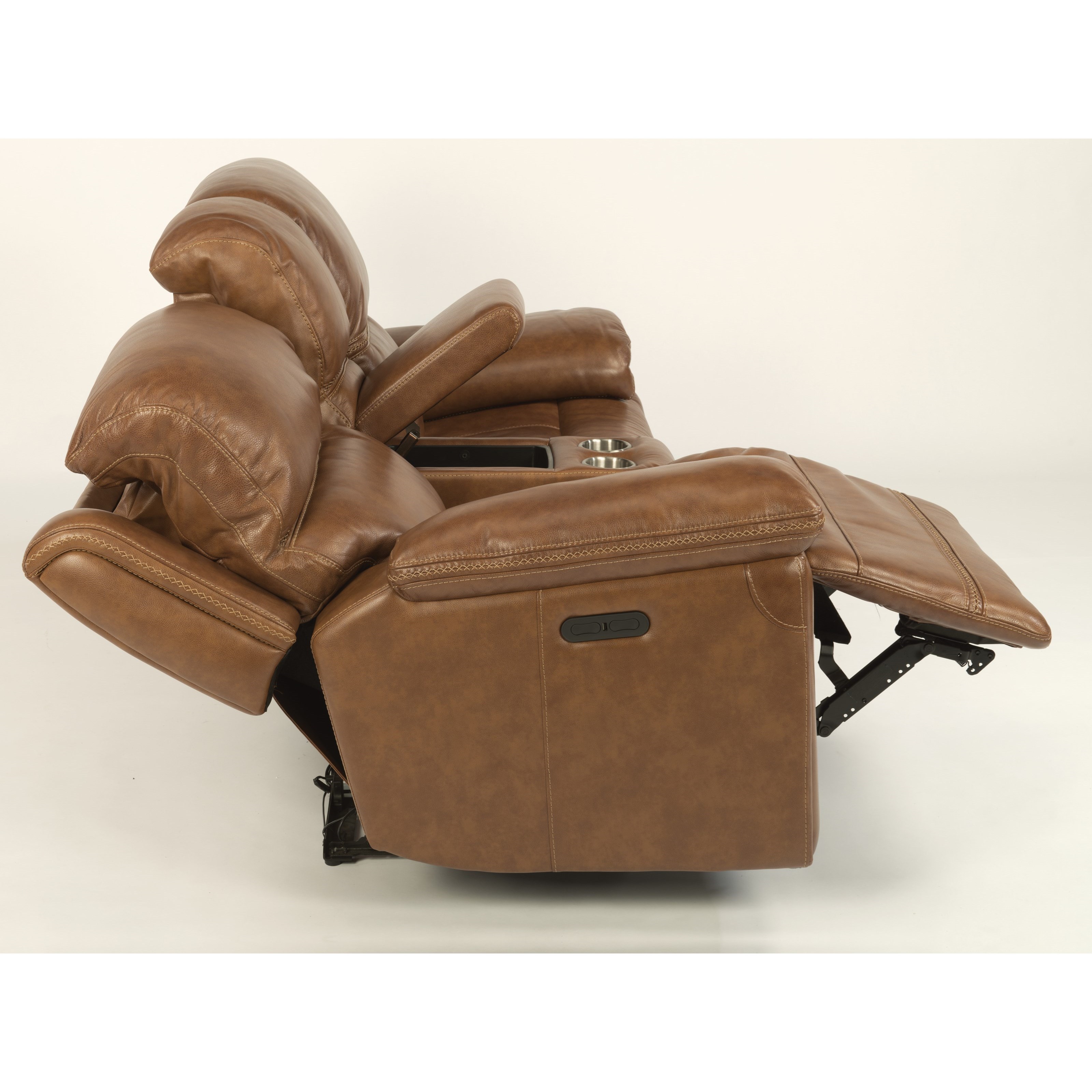 Flexsteel LatitudesFenwick 7308 Power Reclining Loveseat with Power Tilt Headrest and Cupholder