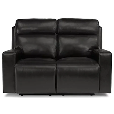 Contemporary Power Reclining Loveseat with Power Headrests and USB Ports