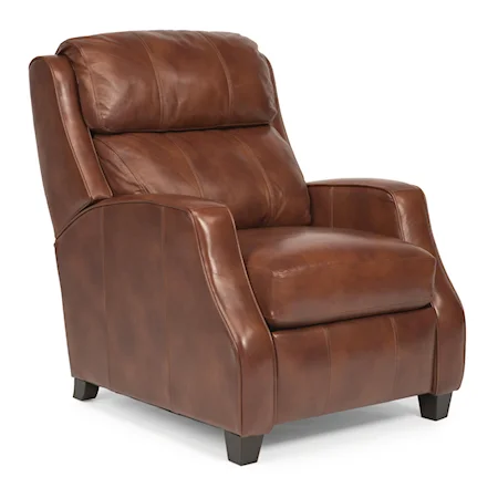 Transitional Leather Recliner with Sloped Track Arms