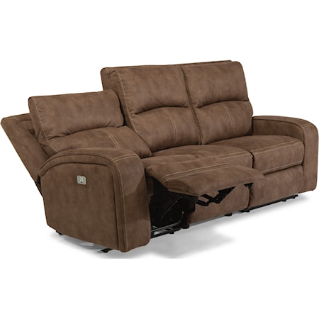 Contemporary Power Reclining Sofa with Power Headrests and USB Ports
