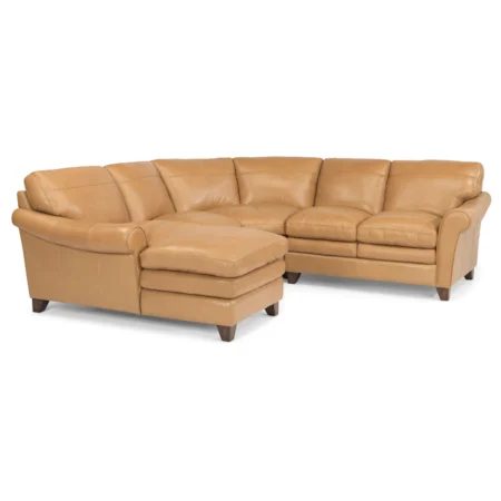 Four Piece Rolled Arm Sectional Sofa with Pillow Topped Cushions and Chaise