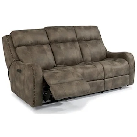 Power Reclining Lay-Flat Sofa with Adjustable Headrests and USB Charging Ports 