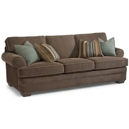 Sofa with Rolled Arms and Tapered Wood Feet