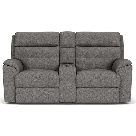 Casual Power Reclining Loveseat with Console & Power Headrest