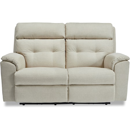 Transitional Power Recline Loveseat w/ Power Headrest and Tufted Back