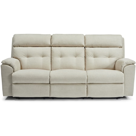 Casual Power Reclining Sofa with Power Headrest and Tufted Back