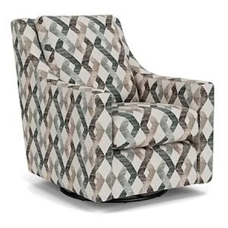 Casual Contemporary Swivel Chair with Loose-Pillow Back