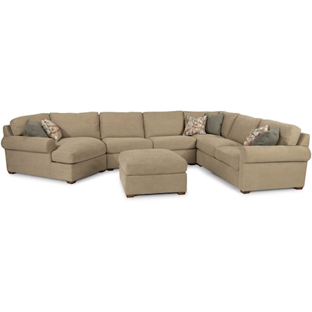 Transitional 5-Piece Sectional Sofa with Cocktail Ottoman