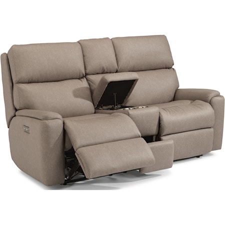 Casual Reclining Loveseat with Console