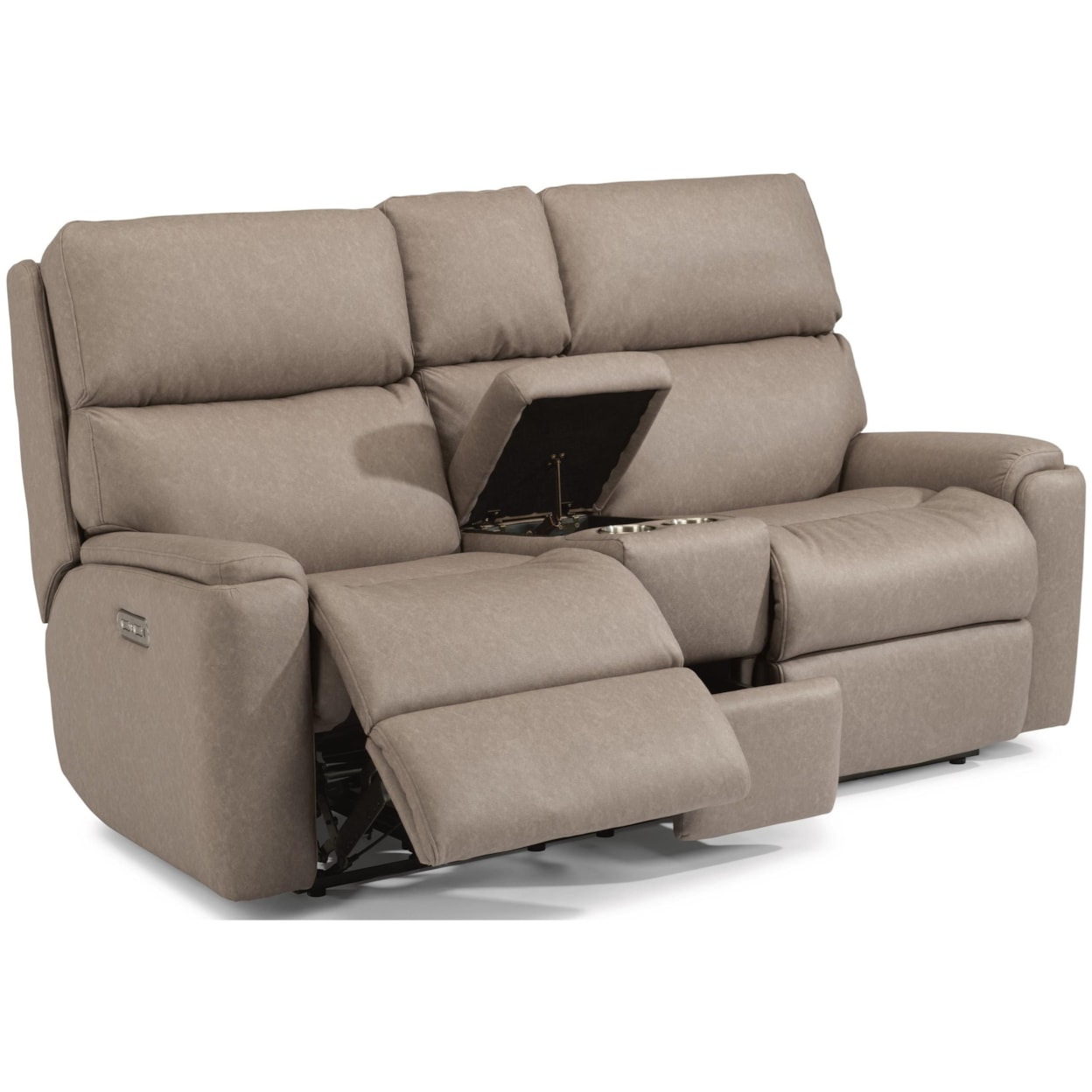 Flexsteel Rio Power Reclining Loveseat with Console and PH