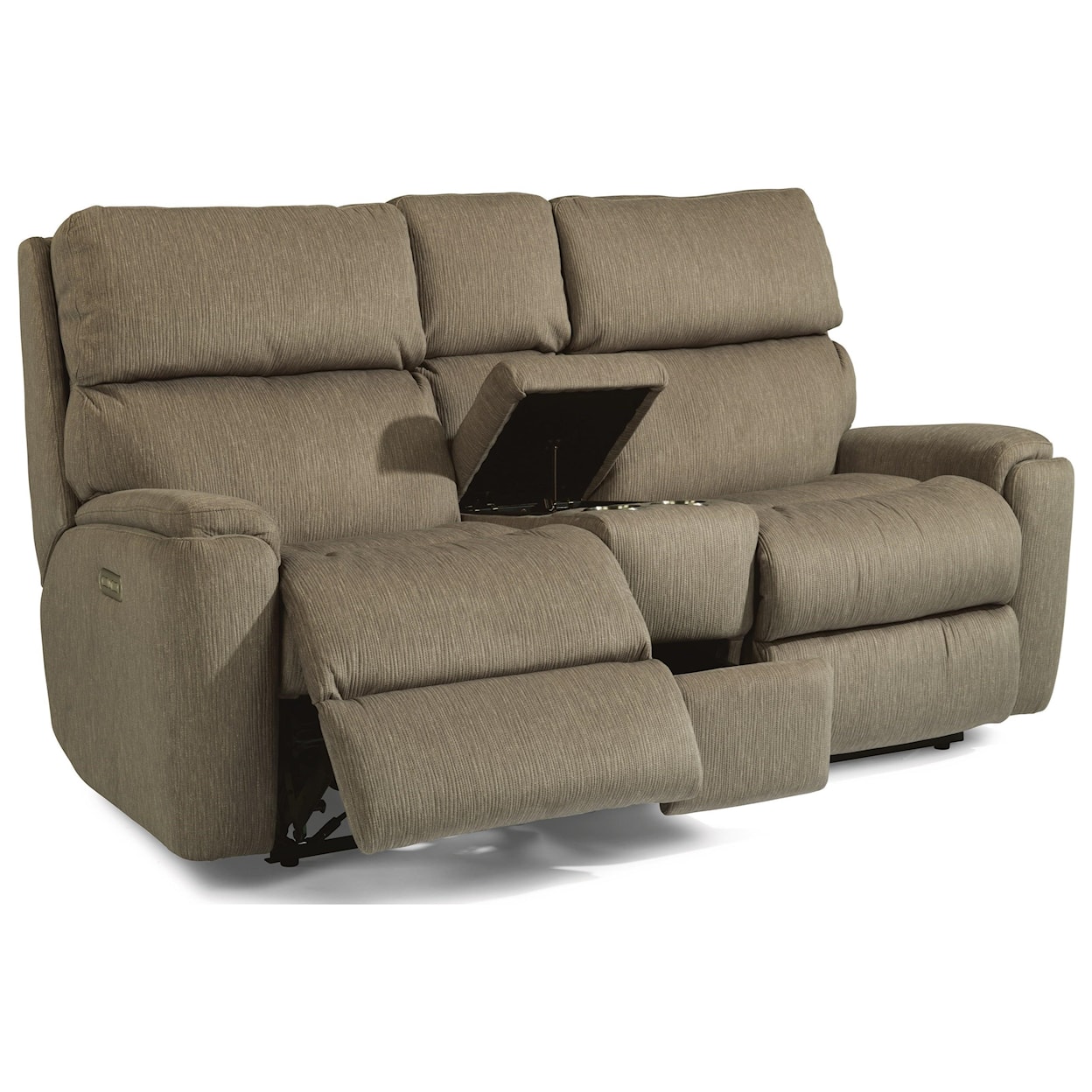 Flexsteel Rio Power Reclining Loveseat with Console and PH