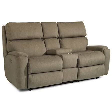 Casual Power Reclining Loveseat with Console and Power Headrests