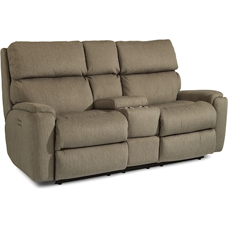 Casual Power Reclining Loveseat with Console and Power Headrests