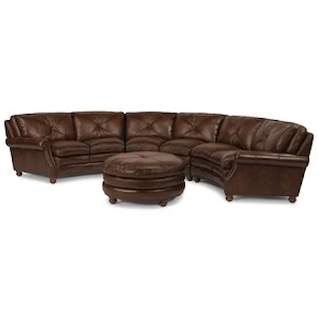 Round Sectional Sofa with Nailhead Trim