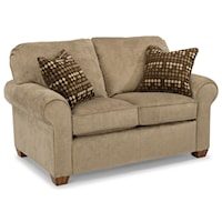 UPHOLSTERED LOVE SEAT WITH ROLLED ARMS-STOCKED IN DIFFERENT FABRIC