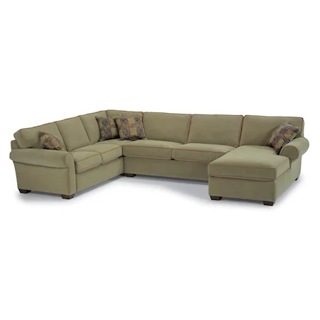 Casual Three Piece Sectional with Chaise