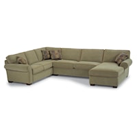 Casual Three Piece Sectional with Chaise