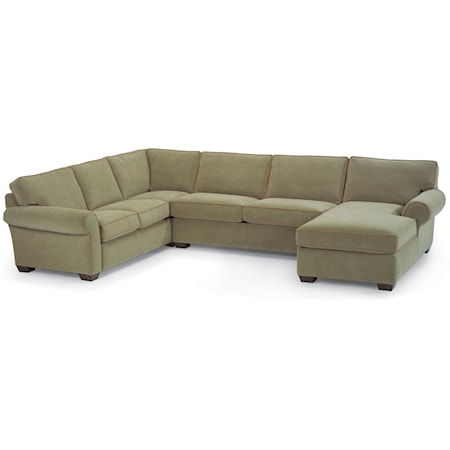 Casual Stationary Sectional Sofa with Right-Side Chaise
