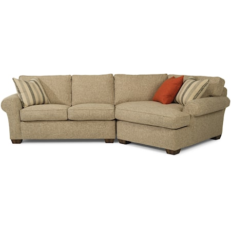 Transitional 2-Piece Sectional with Right Angled Chaise