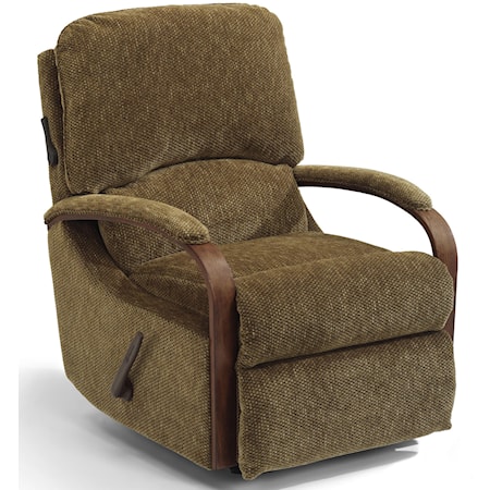 Contemporary Exposed Wood Power Rocker Recliner