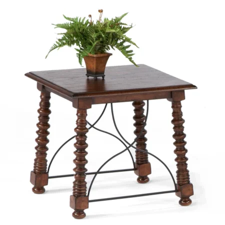 Riverbend Rectangular End Table with Metal Accents