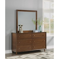 Mid-Century Modern Dresser & Mirror with Felt-Lined Drawers
