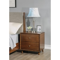 Mid-Century Modern Nightstand with USB Ports and Outlets