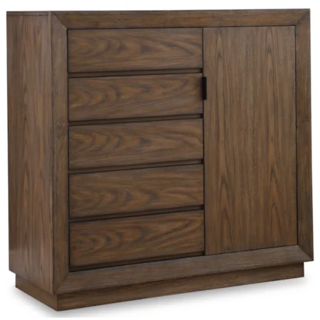 Casual 5-Drawer Door Chest with Adjustable Shelves