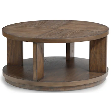 Casual Round Cocktail Table with Casters